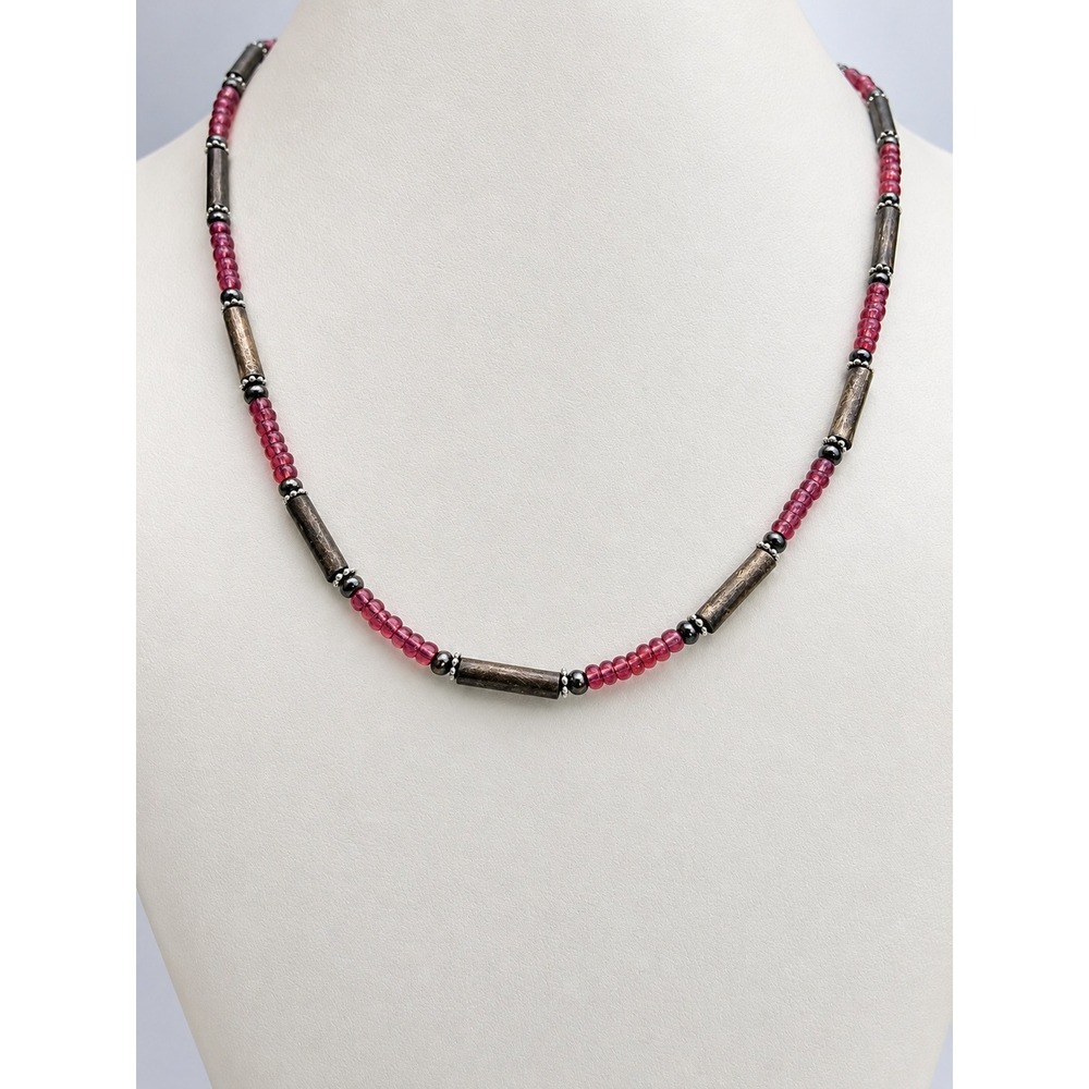 Beaded Unbranded Necklace Womens 16 Inch Purple Good Glass Tube Bead Artisan